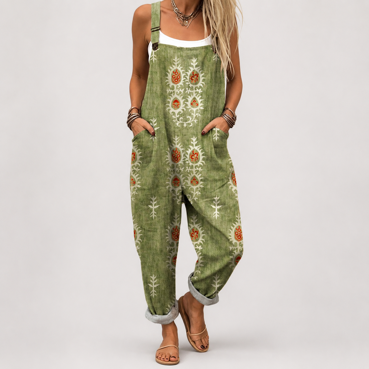 Salopette folk olive