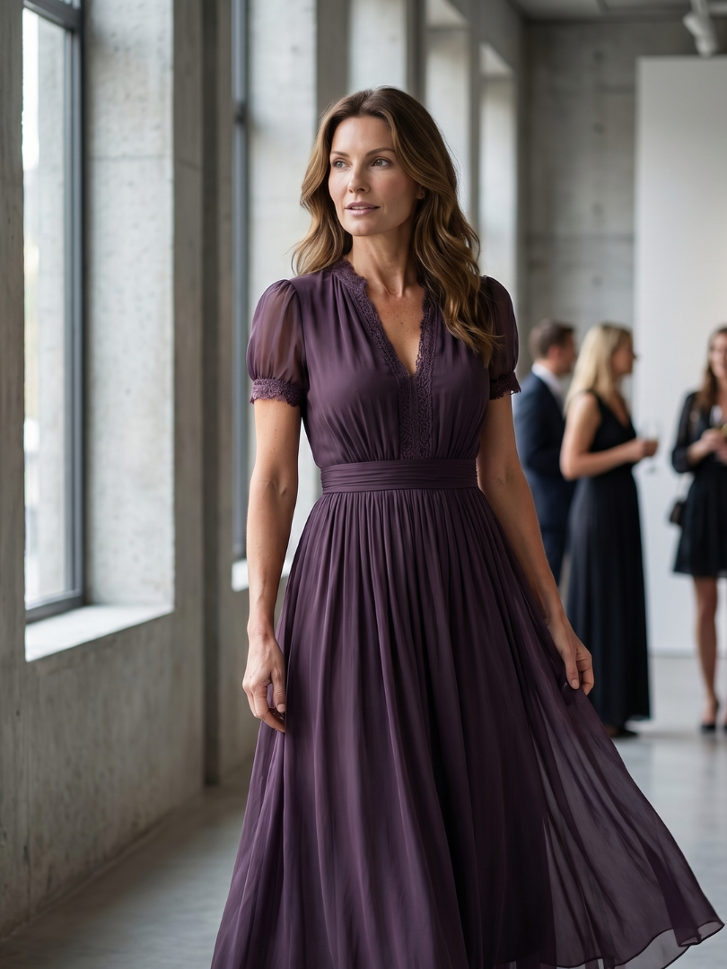Sophie | Robe longue à taille froncée et ouverture goutte