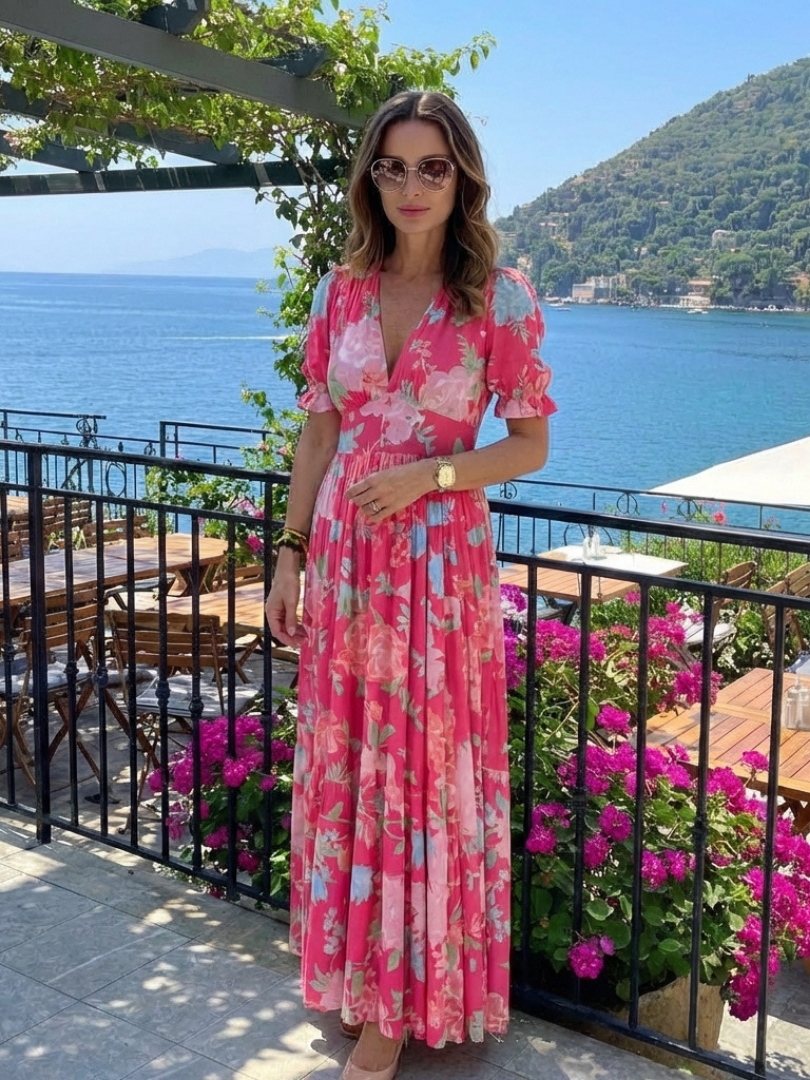 Léonie – Robe longue fluide fleurie