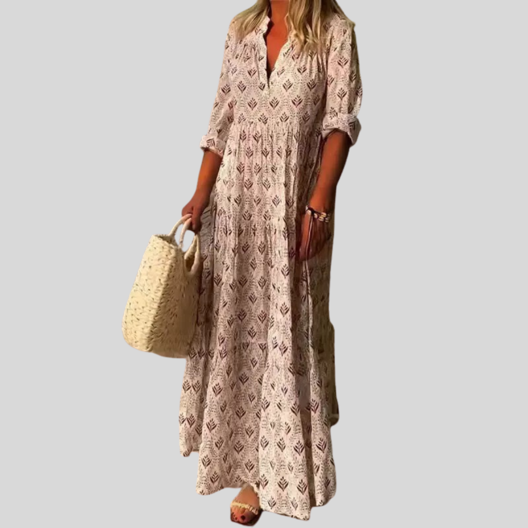 Marcilia – Robe maxi élégante à motif ethnique