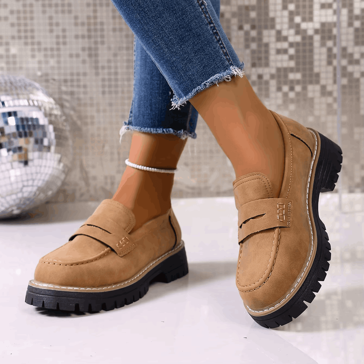 Elsa | Mocassins à Talon de Style Académique