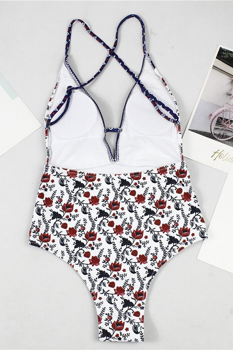 Maillot de Bain avec Imprimé Boho et Décolleté en V