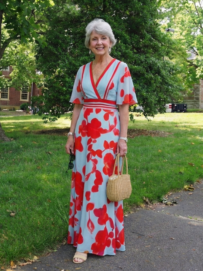 Corinne – Robe longue fleurie col V