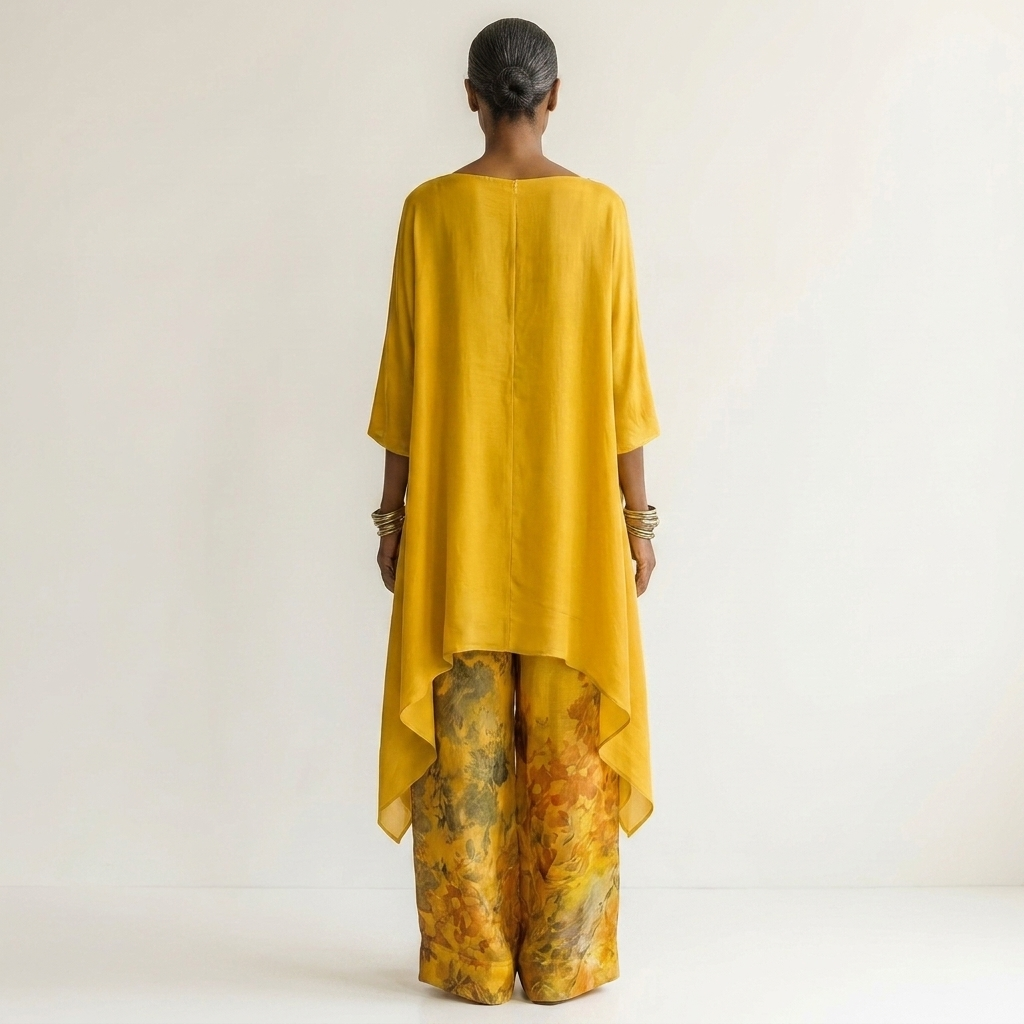 Asymmetrical Cotton-Satin Set
