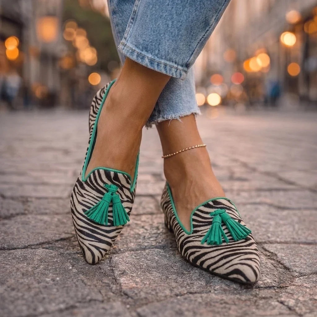 Ballerines Livia à Bout Pointu avec Motif Léopard