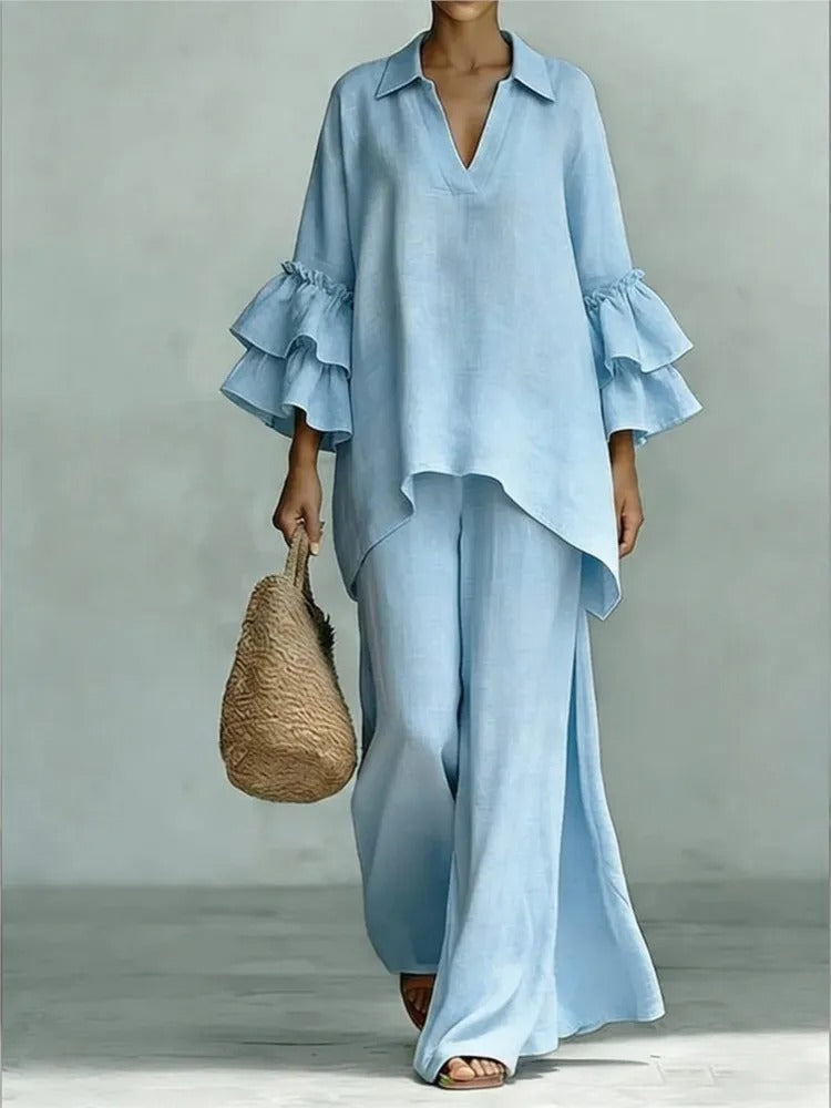 Ensemble Élégant en Coton et Lin Alba