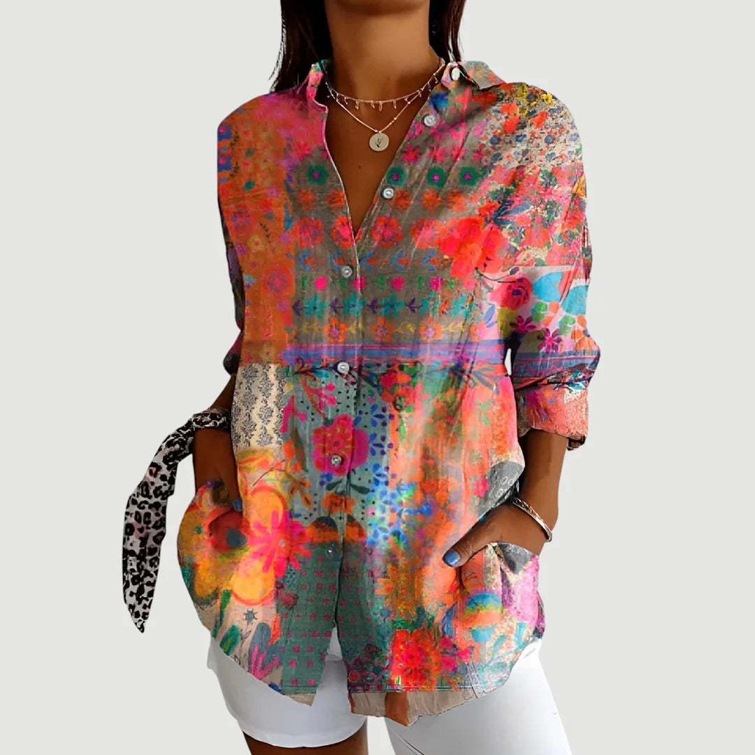 Alma - Blouse Géométrique Élégante