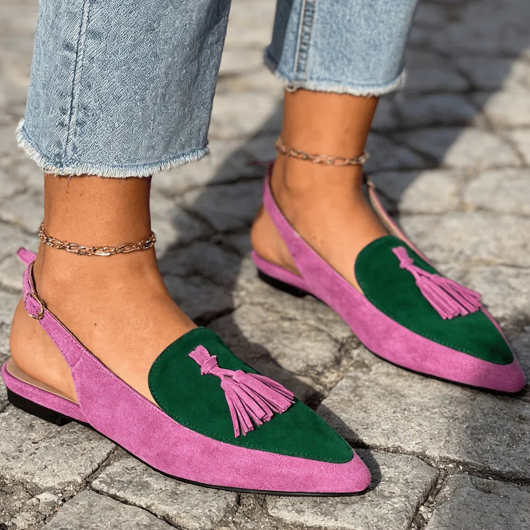 Sandales Mules Marisa à Talons Ouverts avec Franges