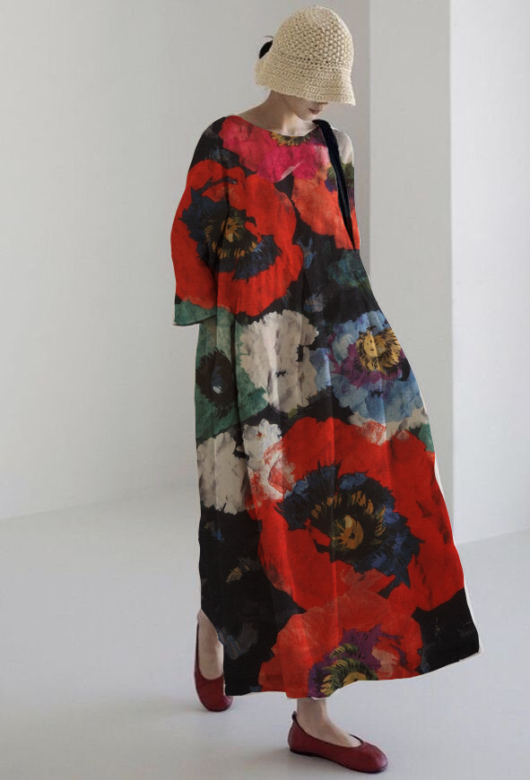 Robe estivale à fleurs roses