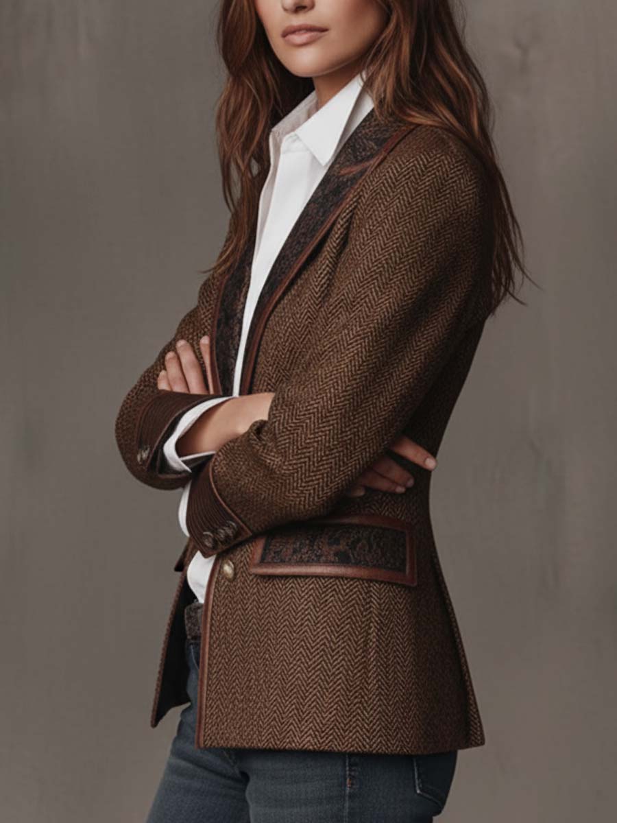 Consuelo - Blazer à Panneaux Houndstooth