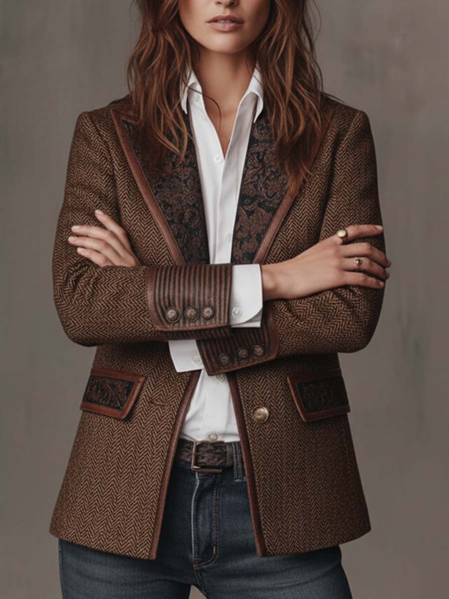 Consuelo - Blazer à Panneaux Houndstooth