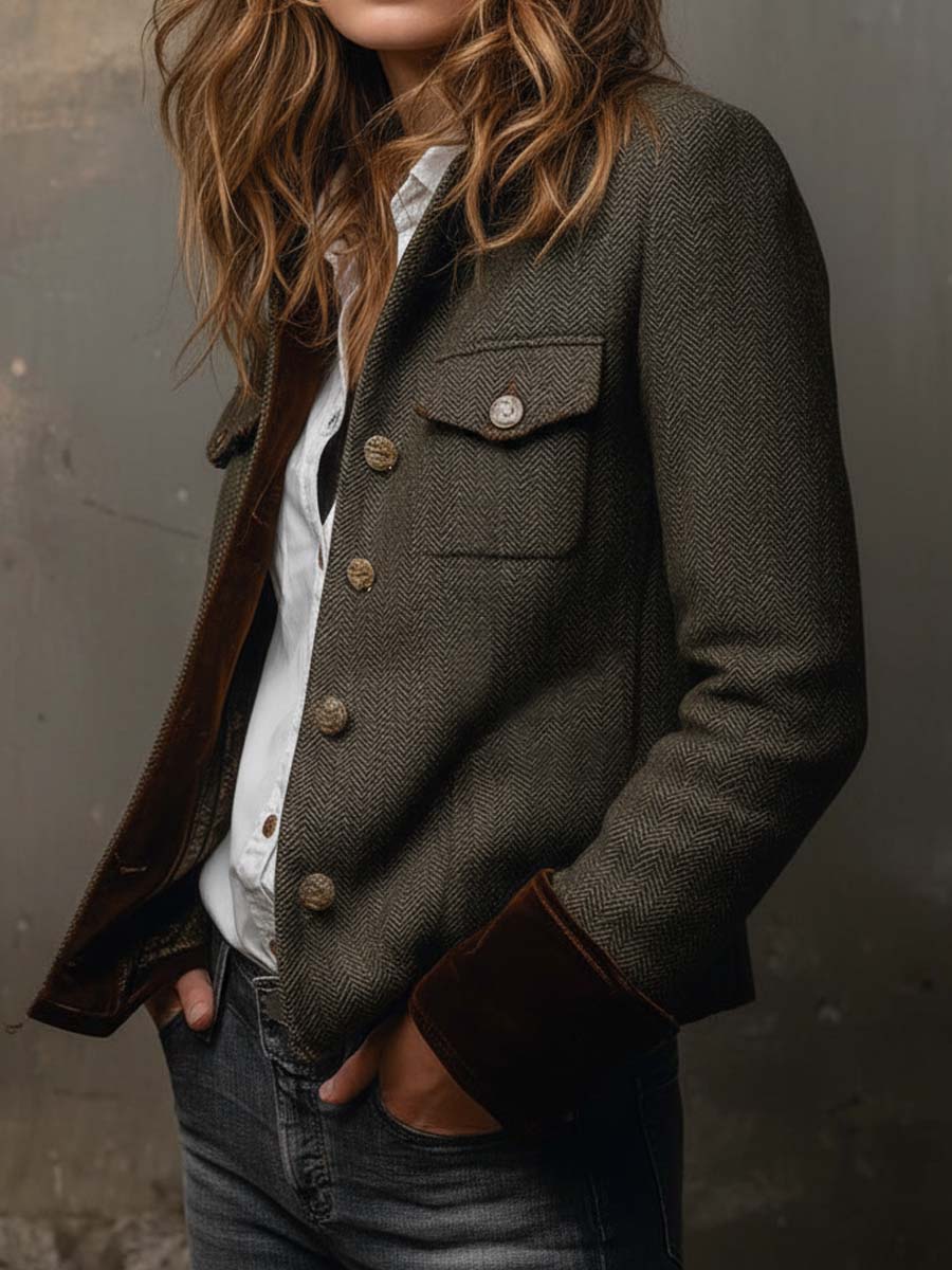 Dolores - Blazer en Sergé avec Détails Contrastants