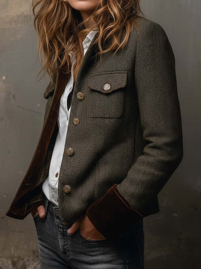 Dolores - Blazer en Sergé avec Détails Contrastants