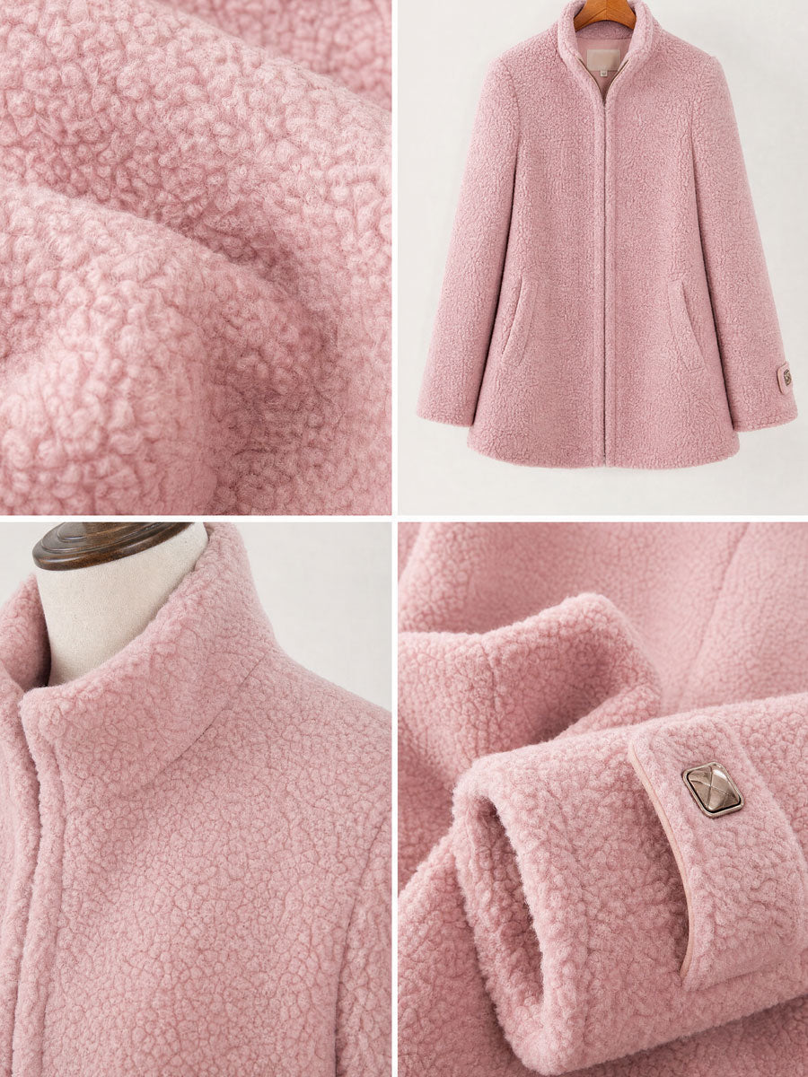 Veste vintage en polaire rose avec zip