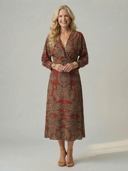 Zoé | Robe midi portefeuille naturelle