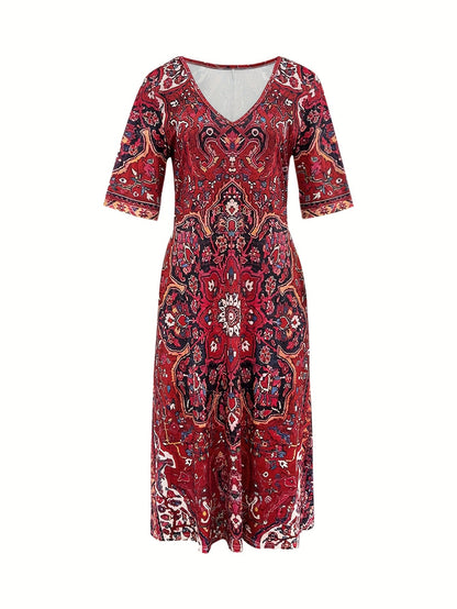 Camille – Robe fluide élégante à col V