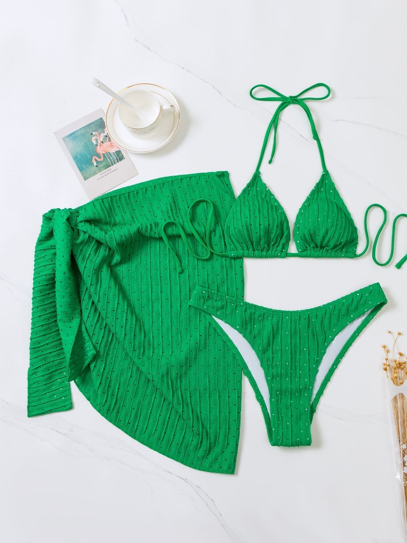 Bikini Malibu - Haut Triangle et Slip avec Jupe (3 Pièces)