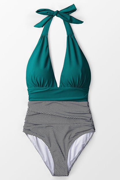 Maillot de Bain Une Pièce Verano à Rayures Bicolores
