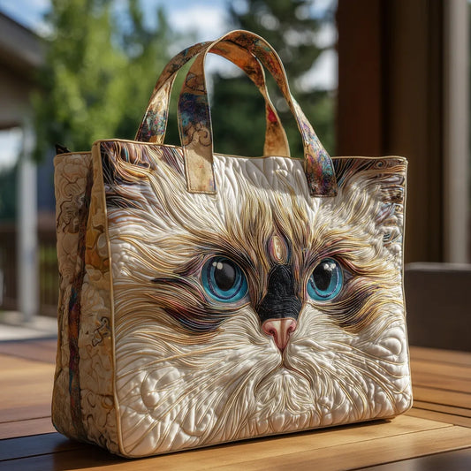 Sac Artisanal - Chat Blanc aux Yeux Bleus