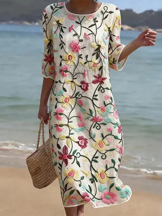 Robe décontractée à motifs floraux pour femme
