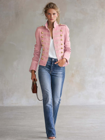 Marion | Veste en jean militaire avec boutons dorés