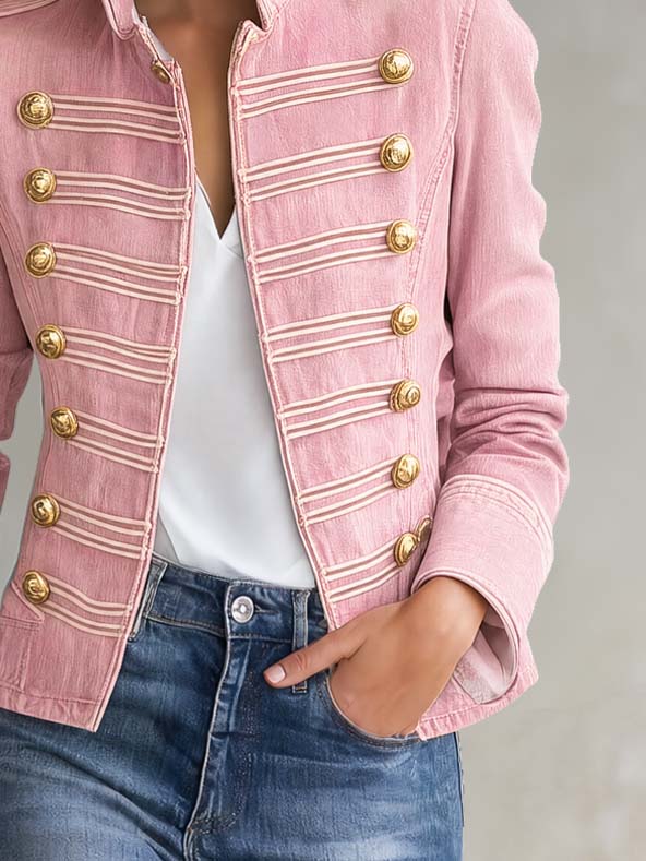 Marion | Veste en jean militaire avec boutons dorés