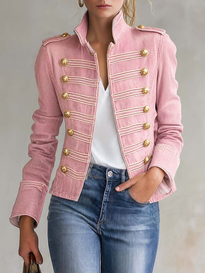 Marion | Veste en jean militaire avec boutons dorés