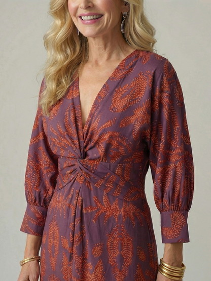 Zoé | Robe midi portefeuille naturelle