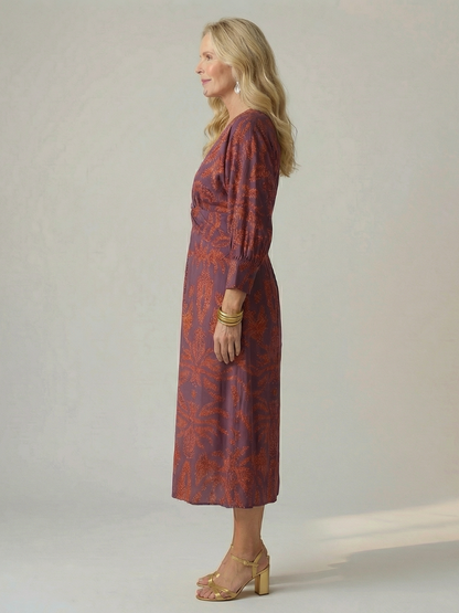Zoé | Robe midi portefeuille naturelle