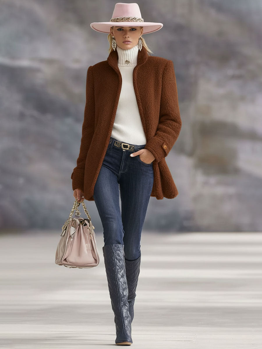 Veste vintage en polaire rose avec zip