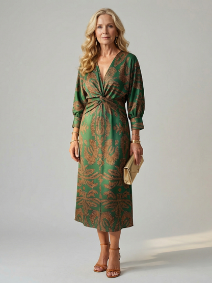 Zoé | Robe midi portefeuille naturelle