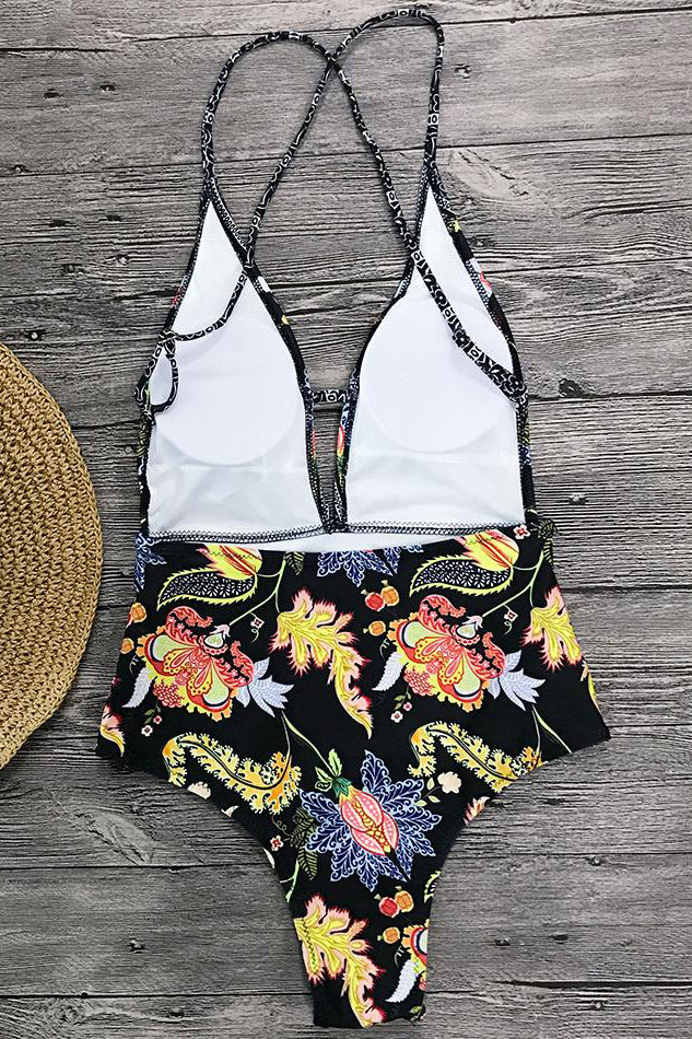 Maillot de Bain avec Imprimé Boho et Décolleté en V
