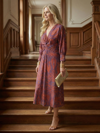 Zoé | Robe midi portefeuille naturelle