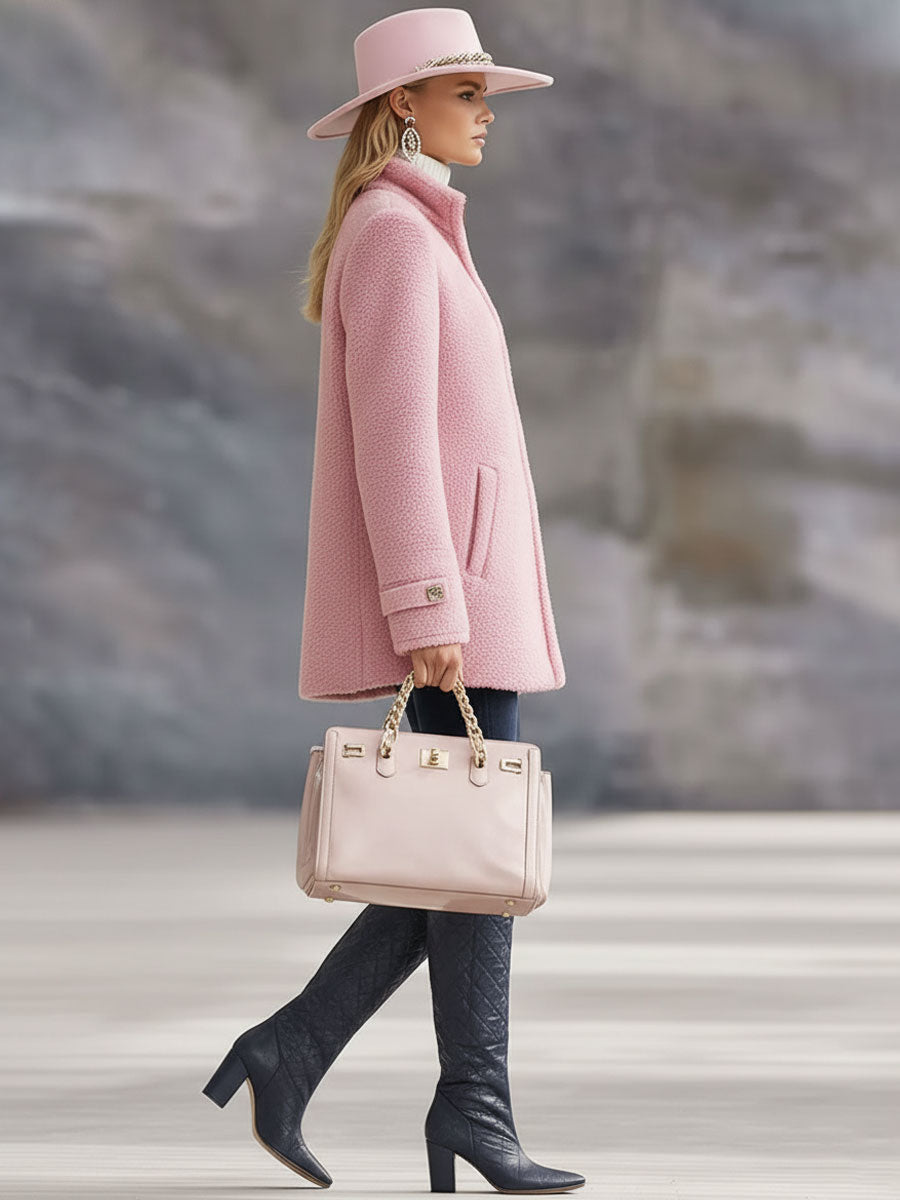 Veste vintage en polaire rose avec zip