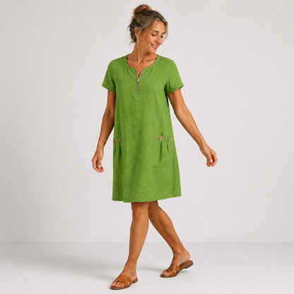 Eliana - Robe décontractée en coton et lin