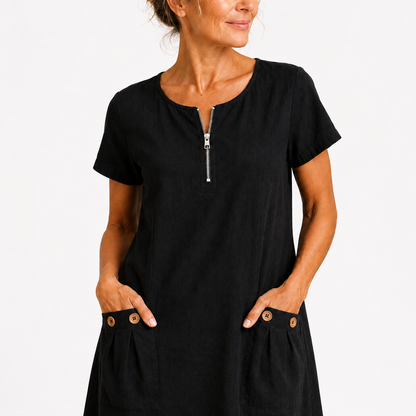 Eliana - Robe décontractée en coton et lin