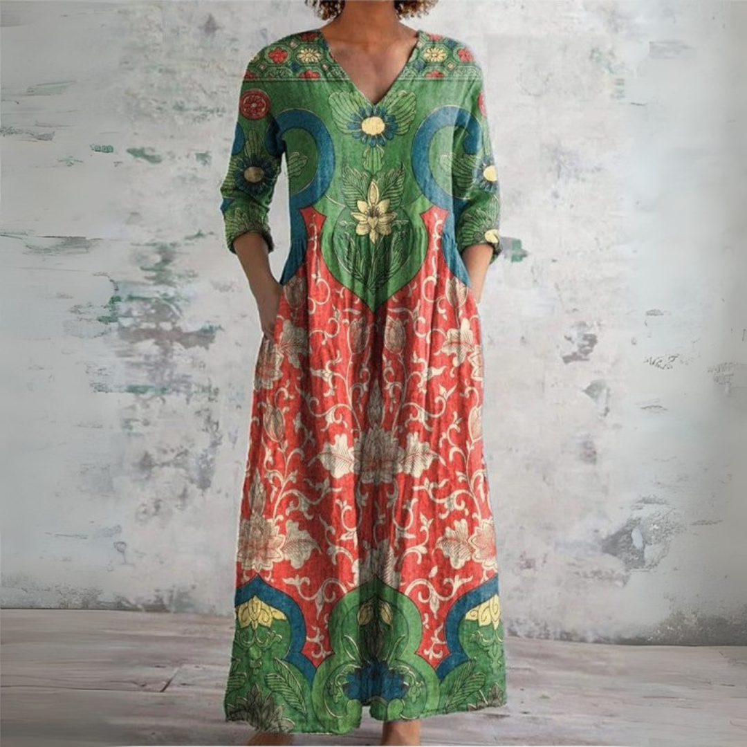 Juliette – Robe longue fleurie vintage élégante