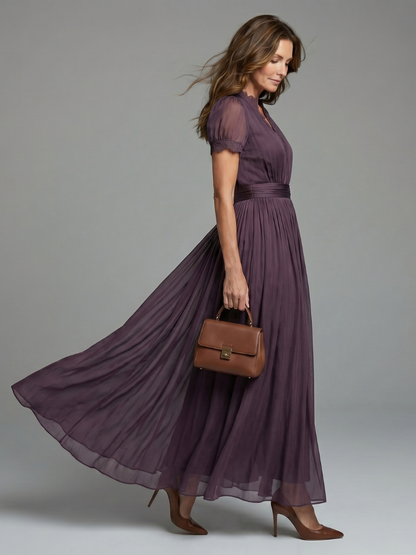 Sophie | Robe longue à taille froncée et ouverture goutte