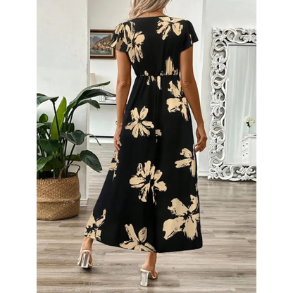 Odessa – Robe maxi élégante à imprimé feuillage