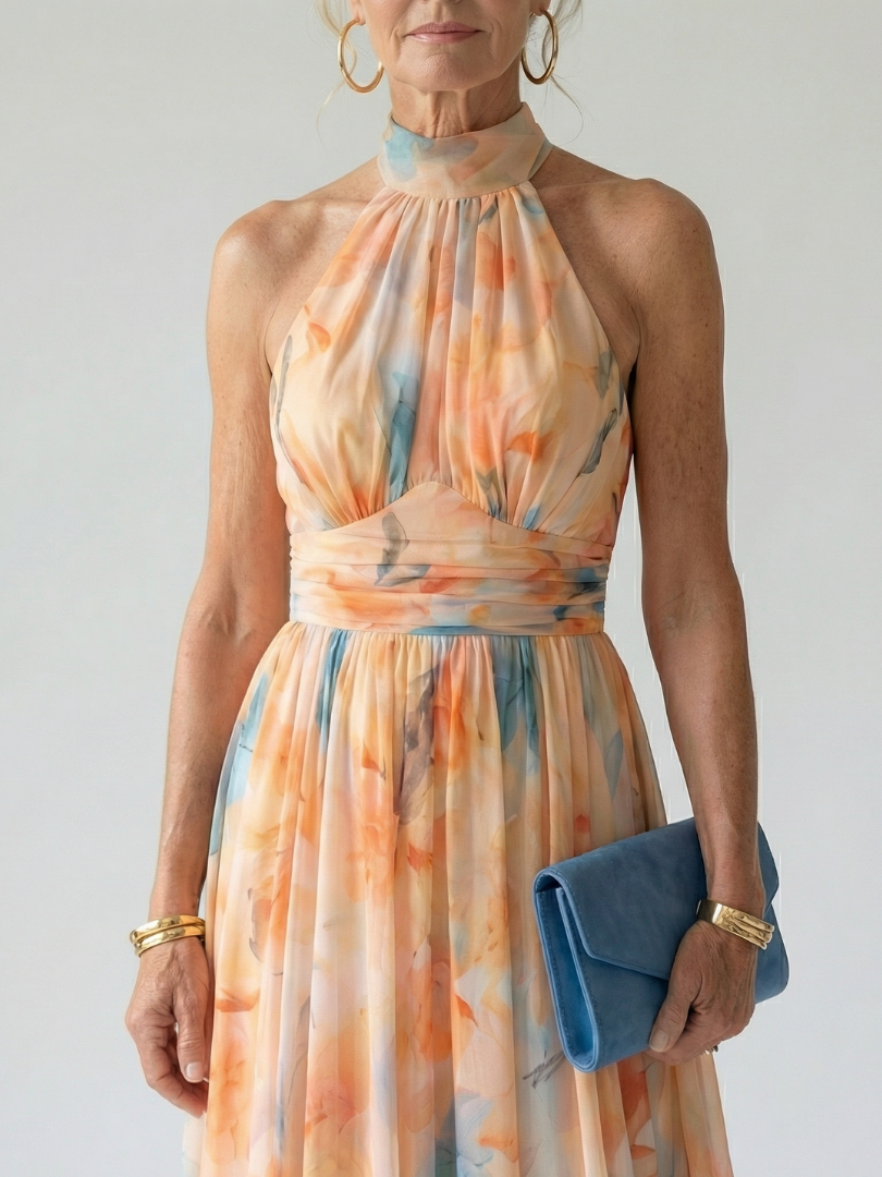 Manon | Robe midi douce à col halter