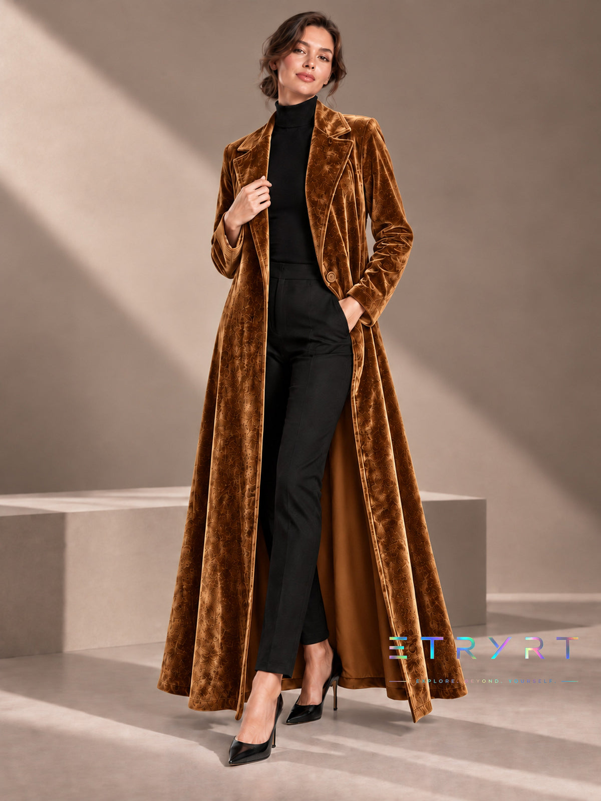 Beatrice | Long manteau ouvert en velours