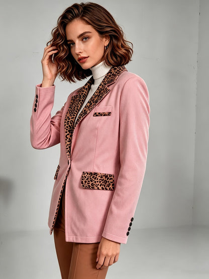 Clementine | Blazer ajusté en velours avec accents léopard