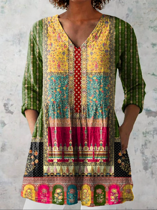 Emilie | Longue Blouse avec Décolleté en V