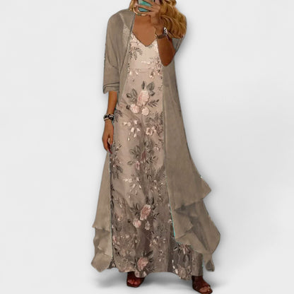 Camélia – Ensemble robe longue élégante 2 pièces