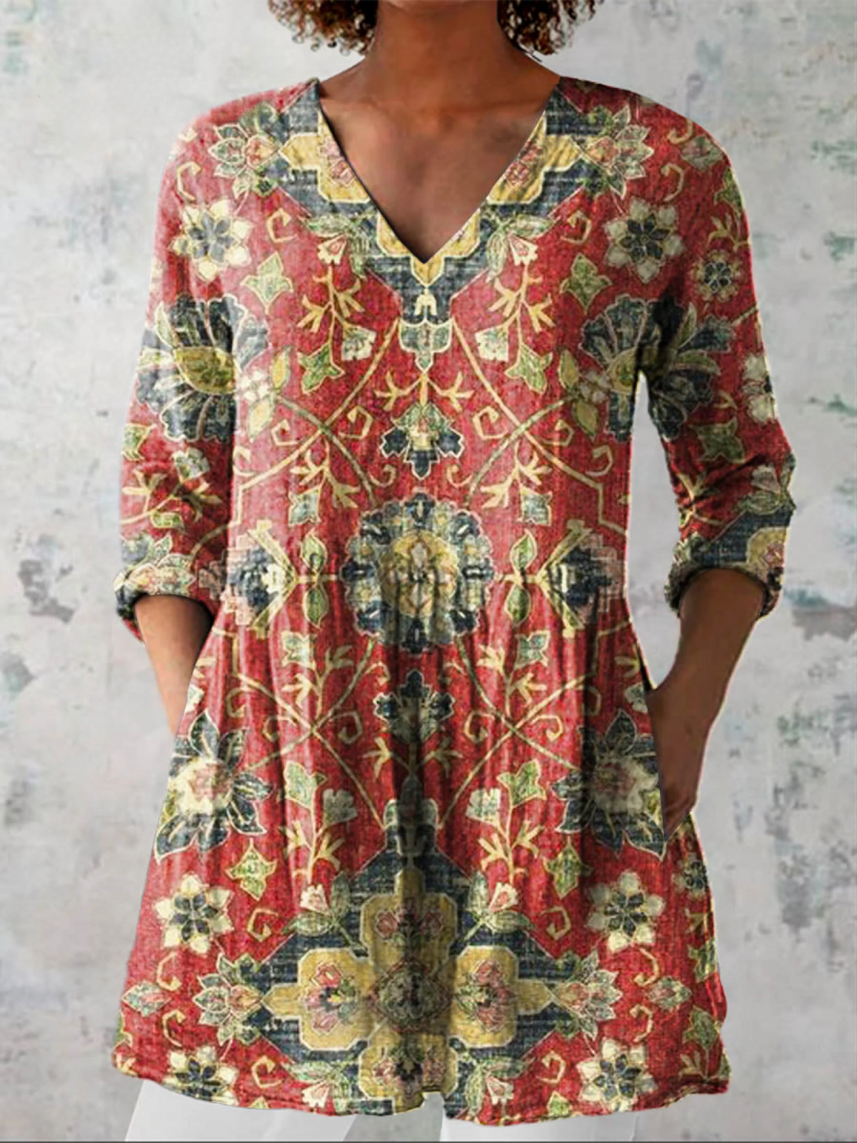Lea | Longue Blouse avec Décolleté en V