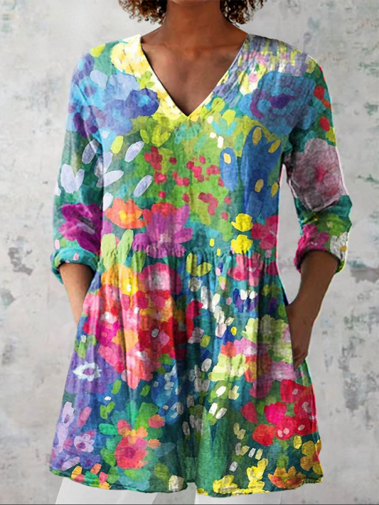 Maelle | Longue Blouse avec Décolleté en V