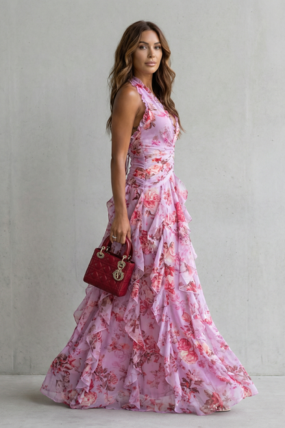 Robe Longue Élégante à Col Halter