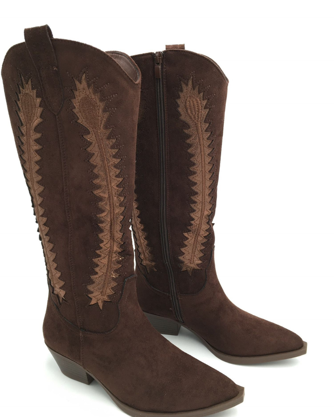 Cowboy Pattern Boots - Brown