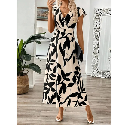 Odessa – Robe maxi élégante à imprimé feuillage