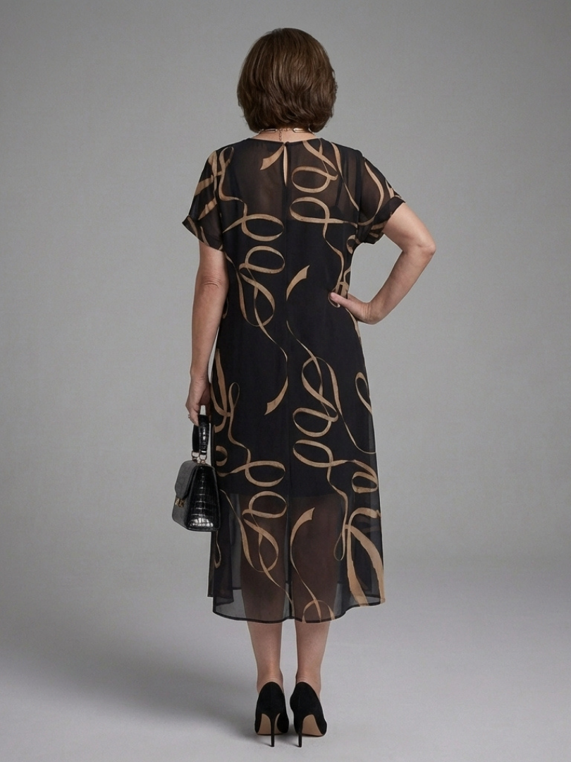 Adèle – Robe midi fluide imprimé abstrait